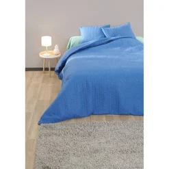 Parure de lit 2 places dessus matelassé bleu 220x240 cm