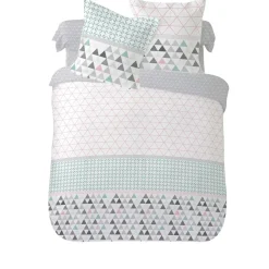 Parure de lit 2 places design géométrique pastel 220x240 cm