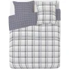 Parure de lit 2 places finition boutons coton à carreaux gris