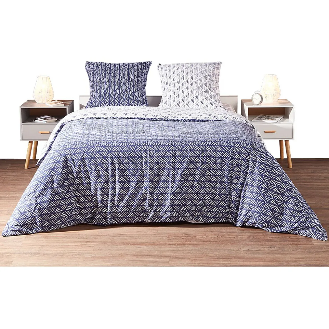 Parure de lit 2 places flanelle motif graphique