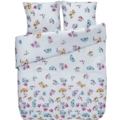 Parure de lit 2 places Flower blanc motif fleurs multicolores