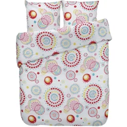 Parure de lit 2 places Folk design ronds et pois multicolores