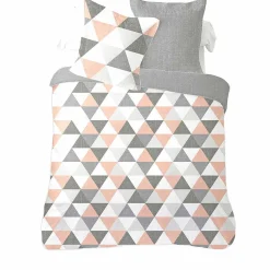 Parure de lit 2 places imprimé losanges gris rose