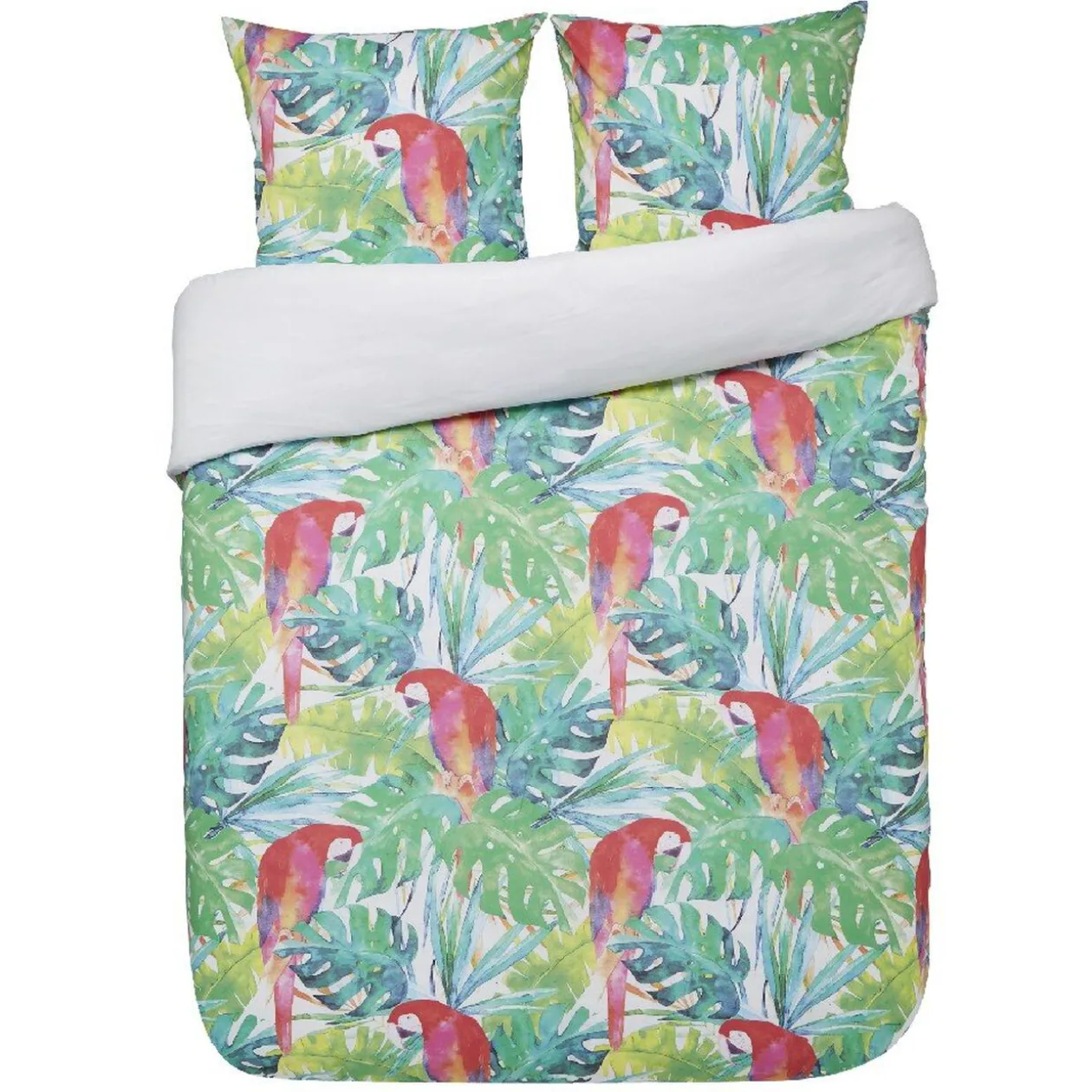 Parure de lit 2 places imprimée tropical perroquet multicolore