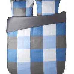 Parure de lit 2 places imprimé carreaux bleu gris