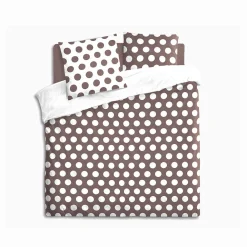 Parure de lit 2 places marron pois blancs