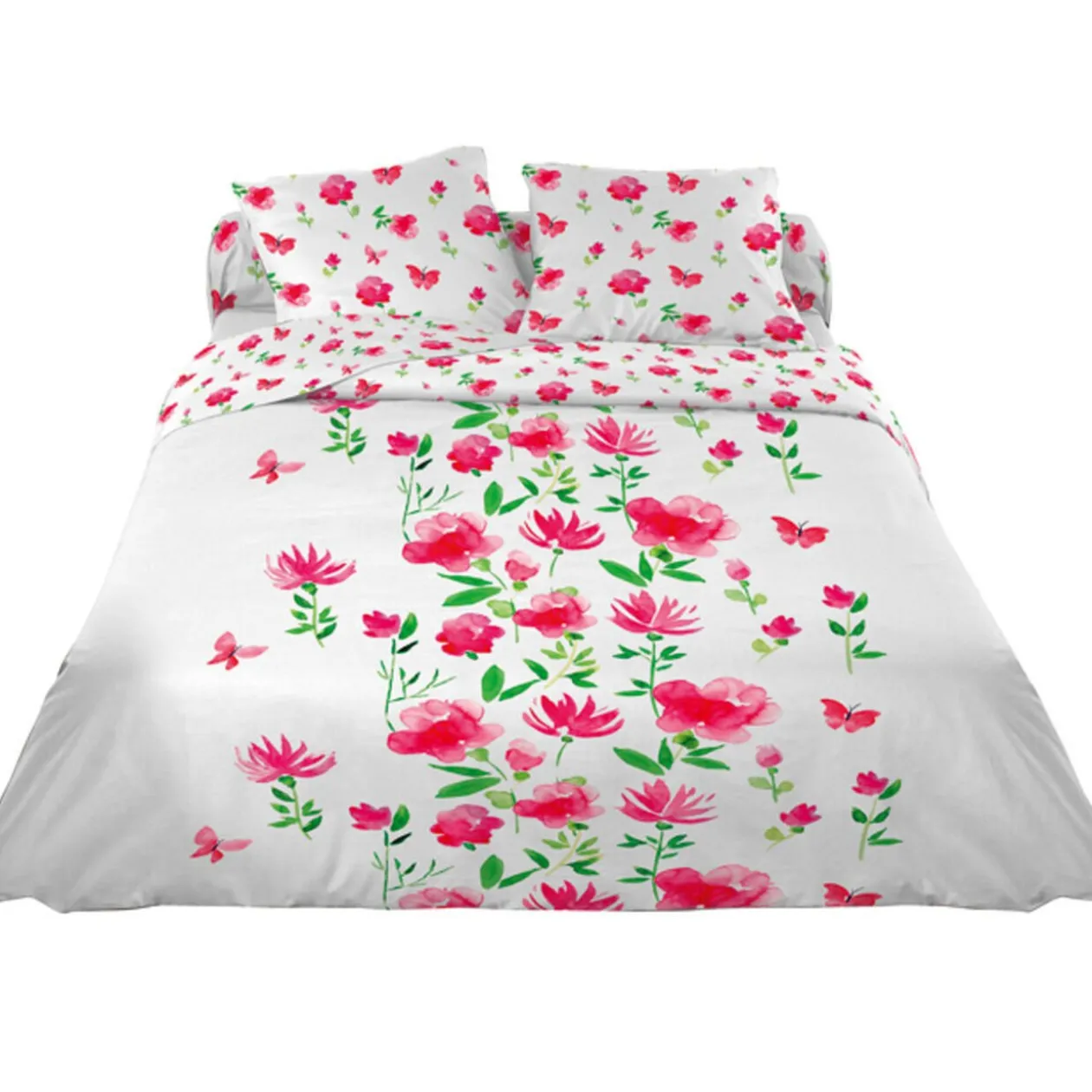 Parure de lit 2 places motifs fleurs