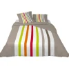 Parure de lit 2 places motif rayures multicolores