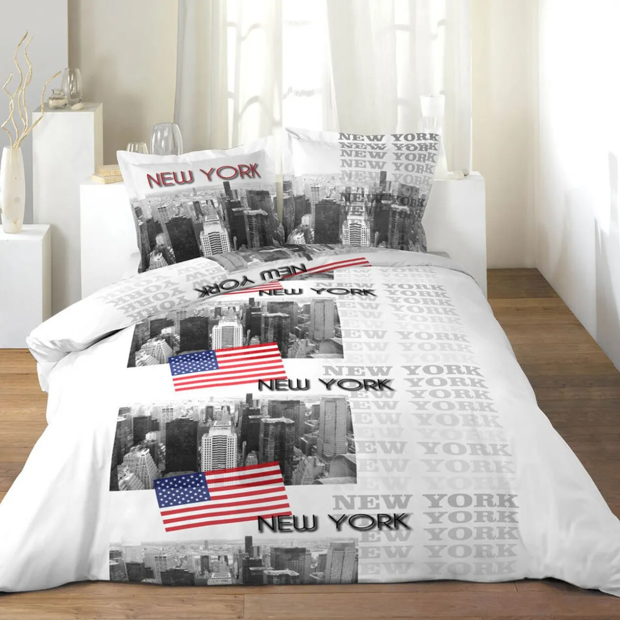 Parure de lit 2 places motif New York