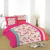 Parure de lit 2 places motif fleurs roses