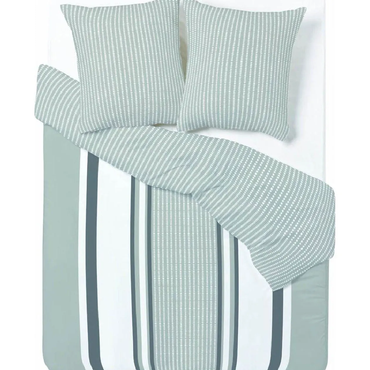 Parure de lit 2 places rayures verticales blanc gris