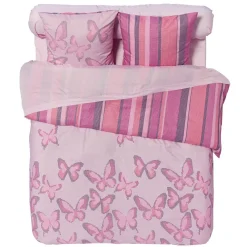 Parure de lit 2 places rose motif papillons