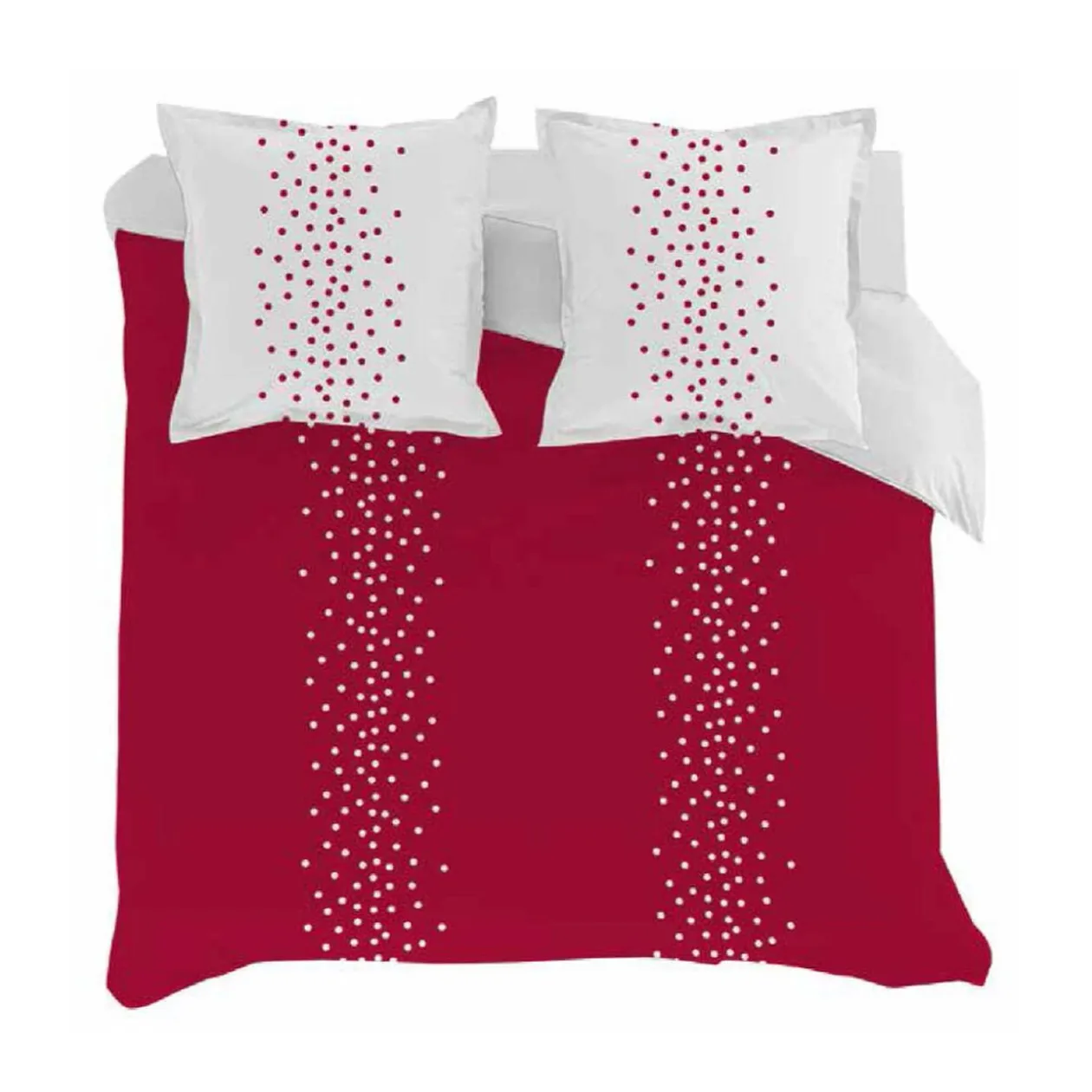 Parure de lit 2 places rouge motif pois