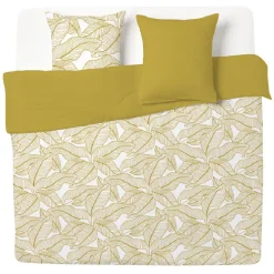 Parure de lit 2 places 260x240 cm réversible imprimé feuillage doré