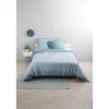 Parure de lit bleu jean réversible chambray 240x260 cm