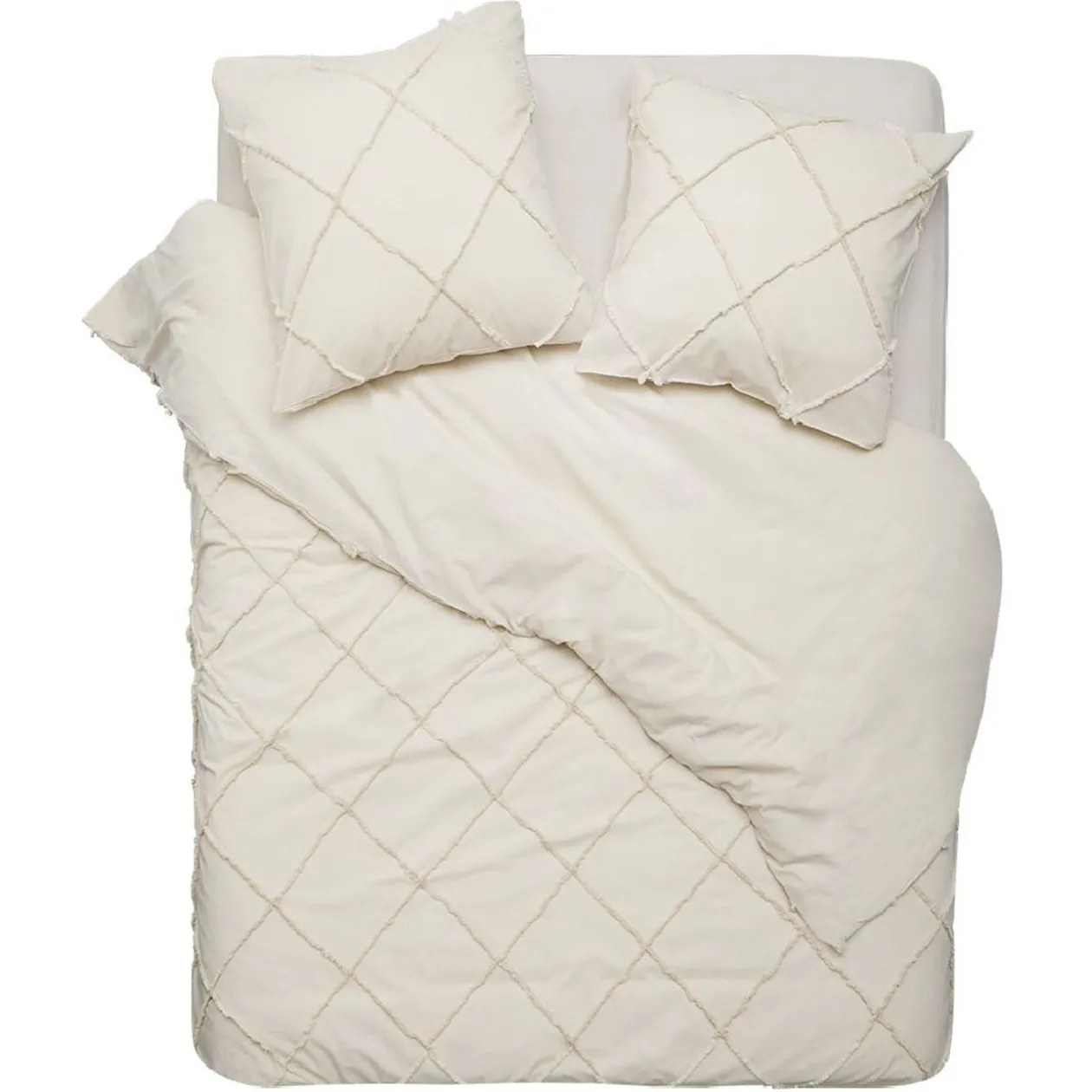 Parure de lit coton tufté beige 240x220cm