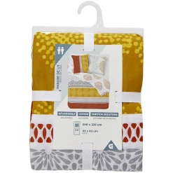 Parure de lit en coton L240X220 cm et 2 taies d'oreiller L63X63 cm
