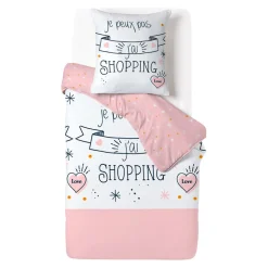 Parure de lit en polycoton je peux pas j'ai shopping 140x200 cm