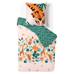 Parure de lit en polycoton motif animaux de la savane 140x200 cm