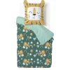 Parure de lit enfant 1 personne 140x200cm réversible motif savane lion vert