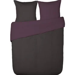 Parure de lit flanelle 2 places bicolore gris violet figue