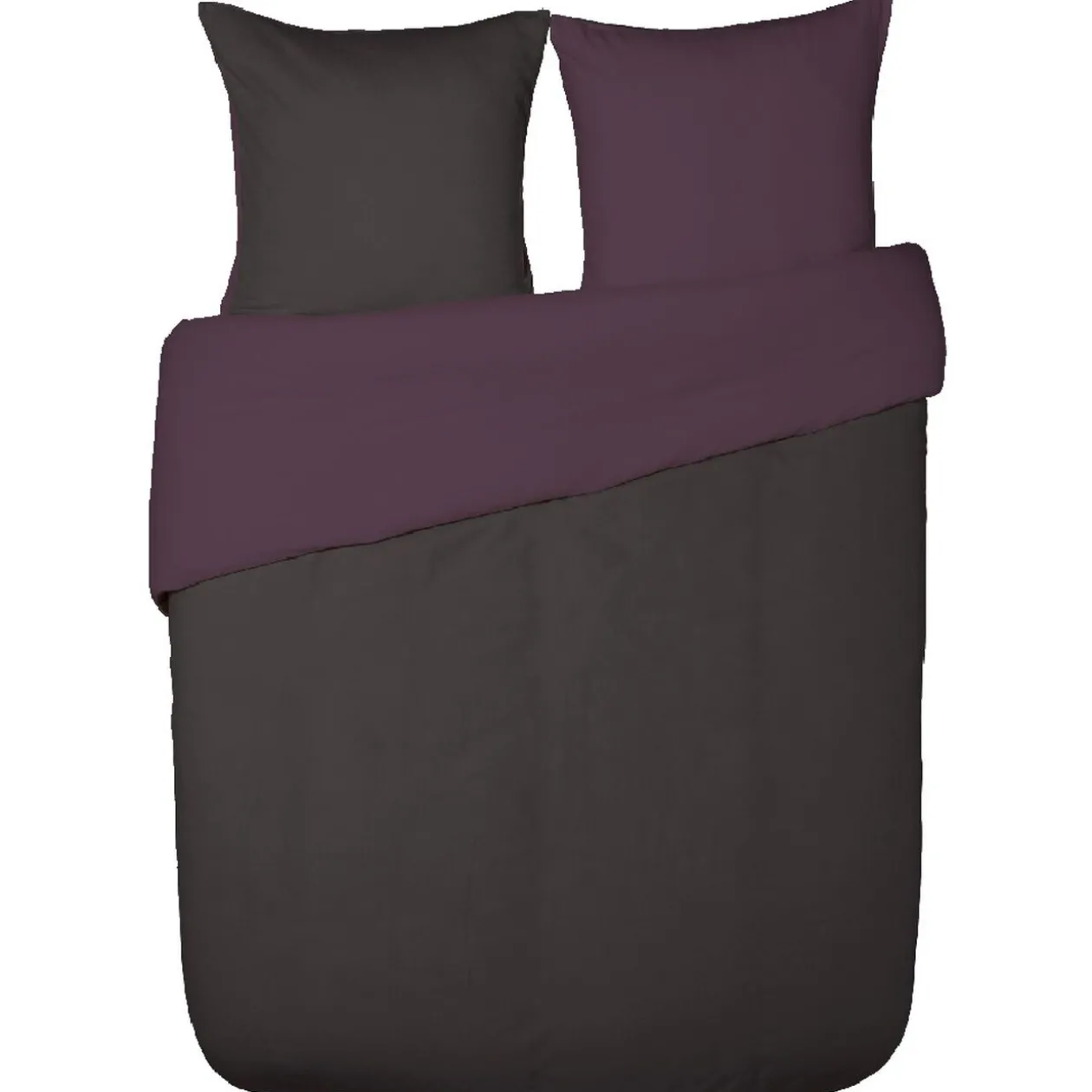 Parure de lit flanelle 2 places bicolore gris violet figue
