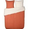Parure de lit flanelle 2 places bicolore argile rouge écru