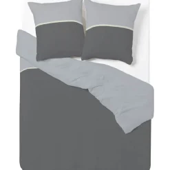Parure de lit grise bicolore motif frise horizontale