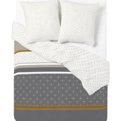 Parure de lit grise motifs géométriques blancs 2 personnes