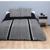 Parure de lit housse de couette taies chevrons noir blanc