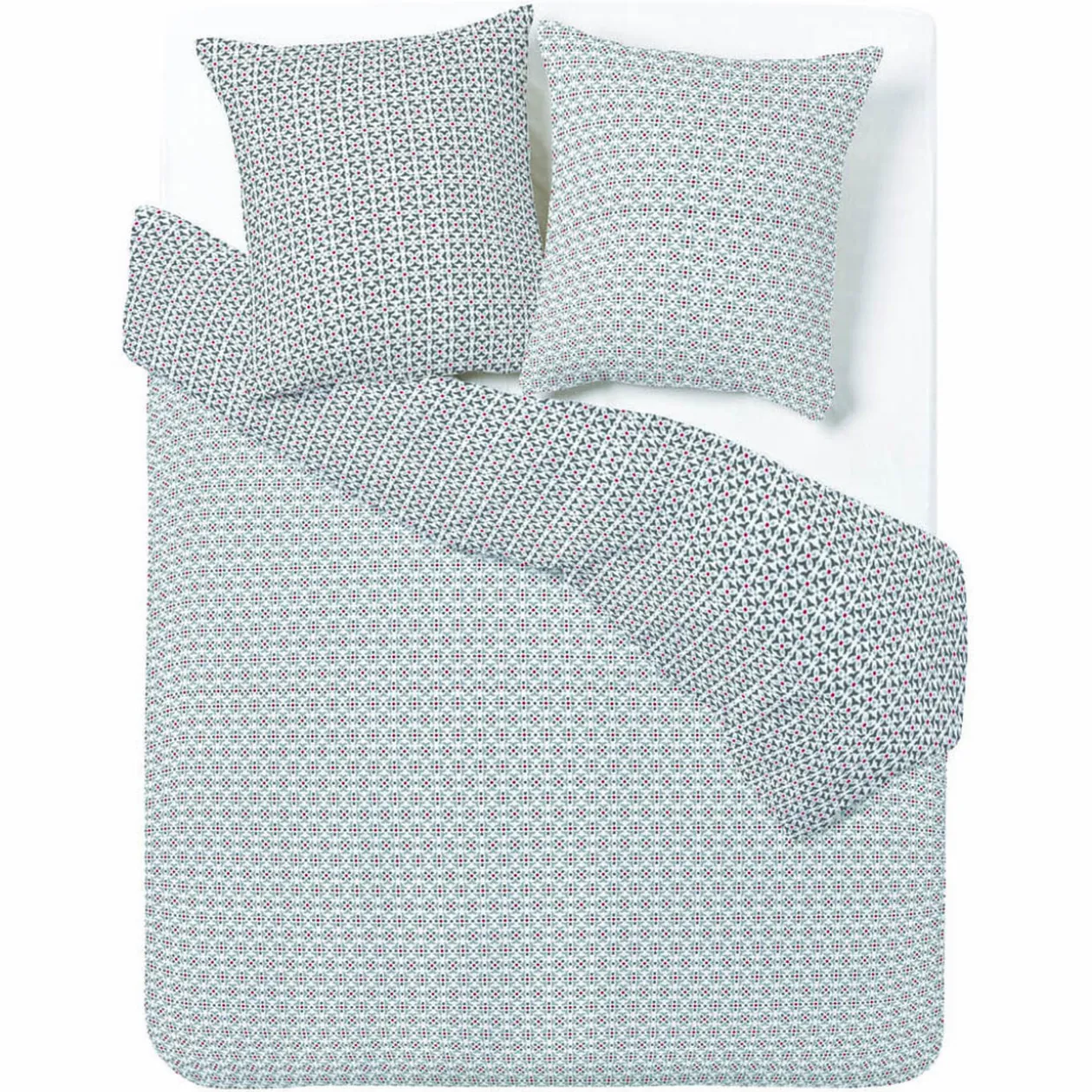 Parure de lit motif carreau de ciment et rayure 2 personnes