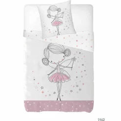 Parure de lit motif fée et étoile pailletée fermeture bouton