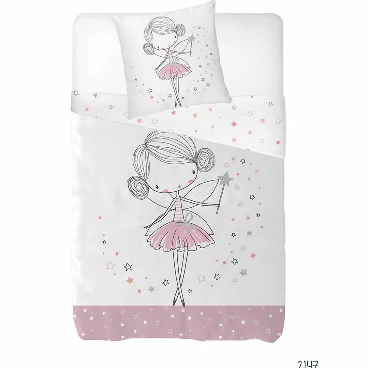 Parure de lit motif fée et étoile pailletée fermeture bouton