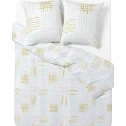 Parure de lit multicolore motif ligne droite et quadrillée