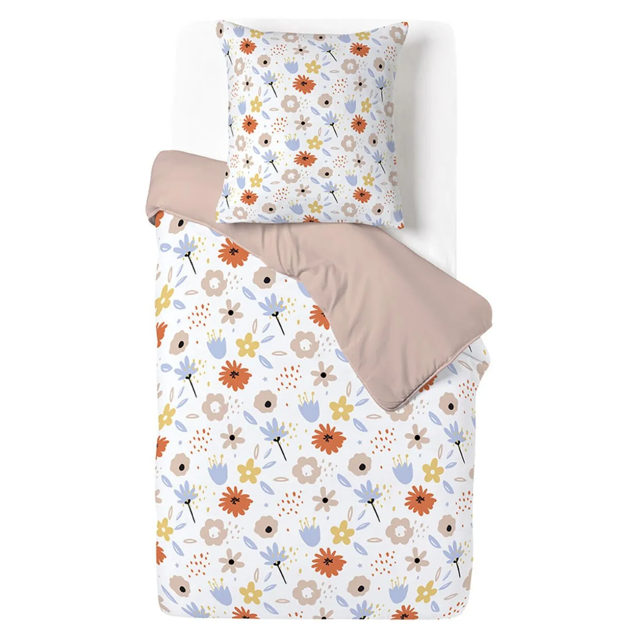 Parure de lit réversible 1 personne 100% coton 140x200cm