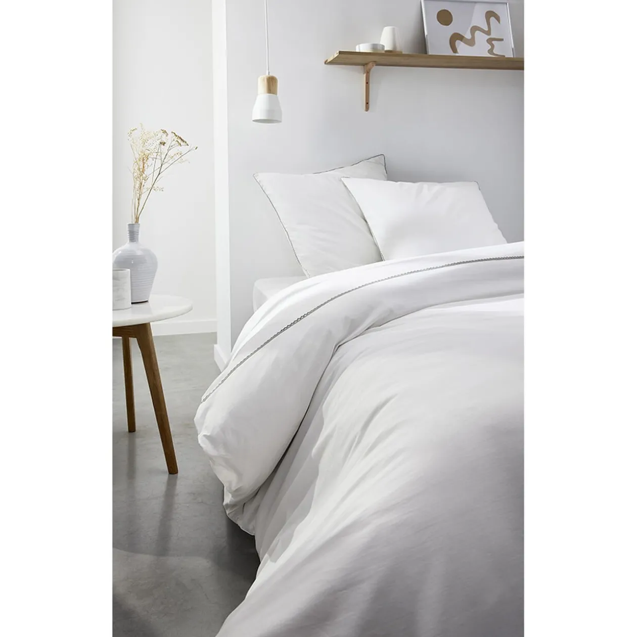 Parure de lit 260x240 cm percale de coton Blanc Craie