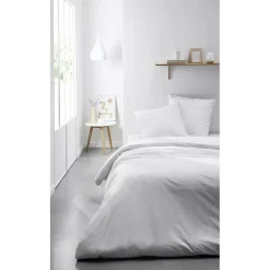 Parure de lit 260x240 cm percale de coton Blanc