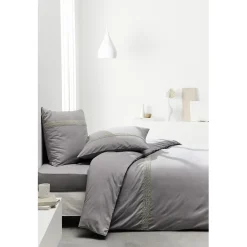 Parure de lit 260x240 cm percale de coton Gris