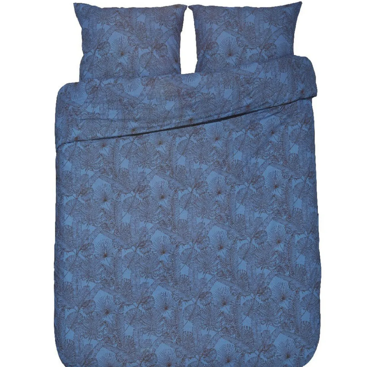 Parure de lit zébrage et feuillage bleu 240x220 cm