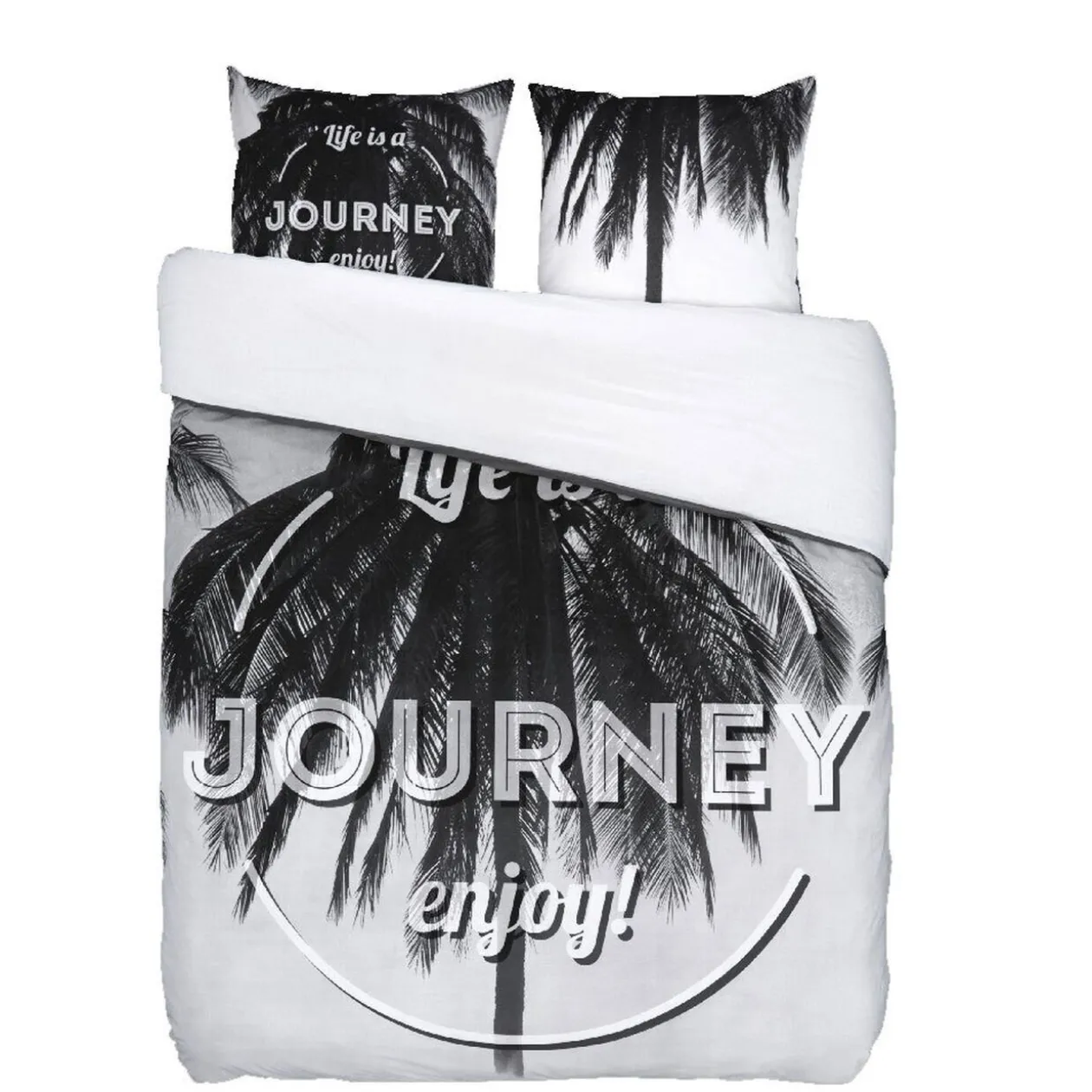 Parure lit 2 places design journey noire et blanche