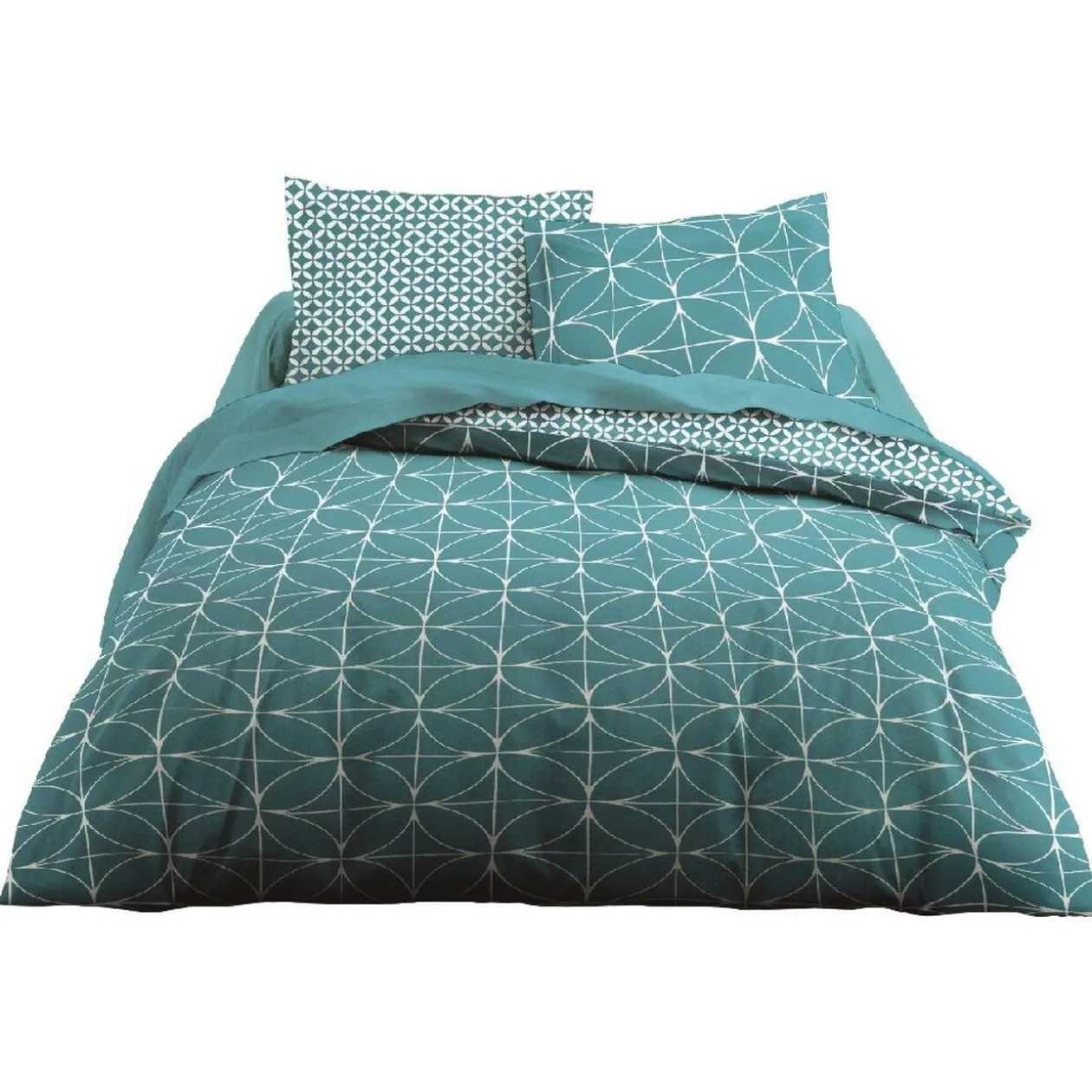 Parure lit 2 places imprimé géométrique