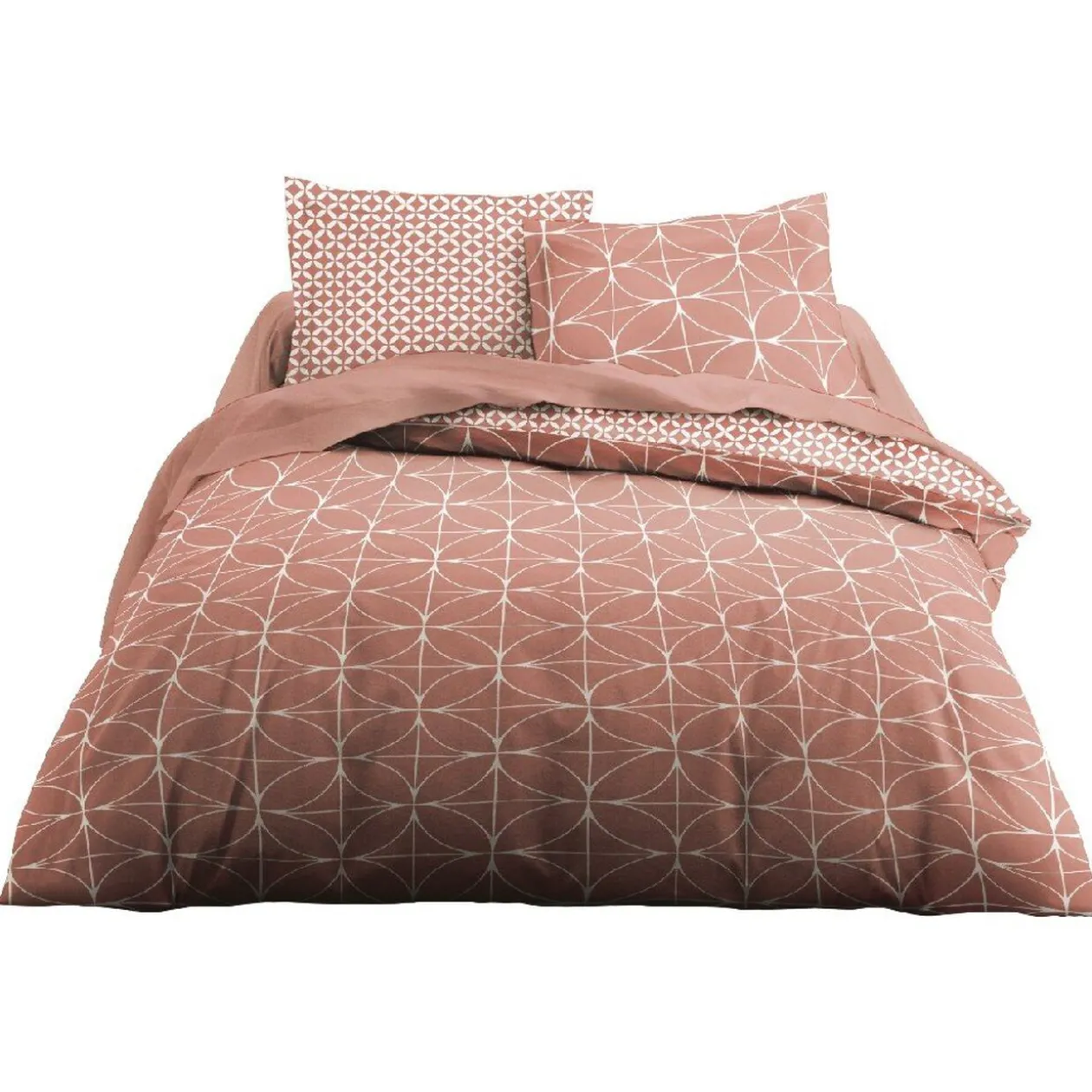 Parure lit 2 places imprimé géométrique