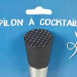 Pilon à cocktail denté inox gris et noir