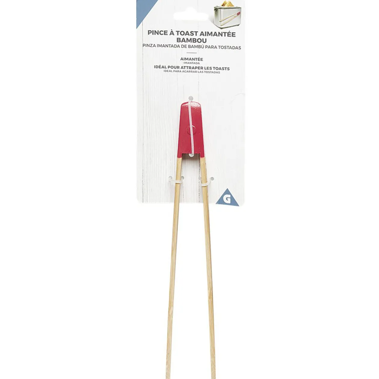 Pince à toast aimantée en bambou