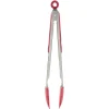 Pince à viande inox et silicone rouge