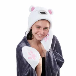 Plaid à capuche gris gamme banquise