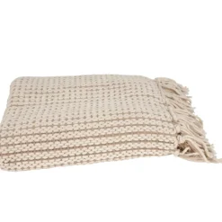 Plaid à franges beige