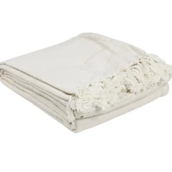 Plaid à franges blanc cassé