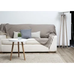 Plaid à franges uni taupe