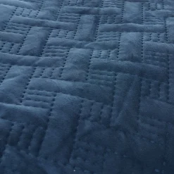 Plaid 2 personnes imitation velours bleu nuit